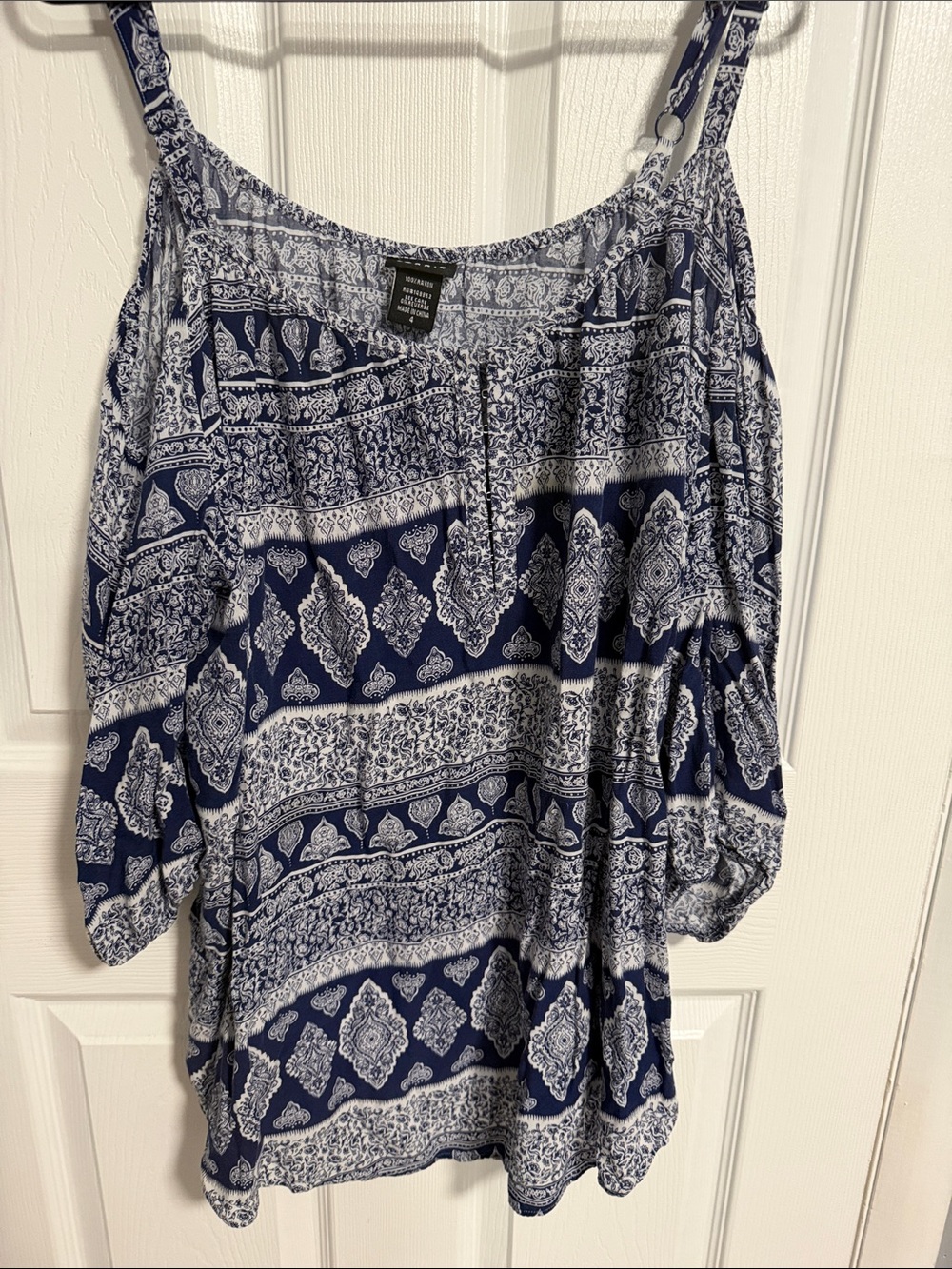 torrid Navy & White Printed Cold-Shoulder Tunic
